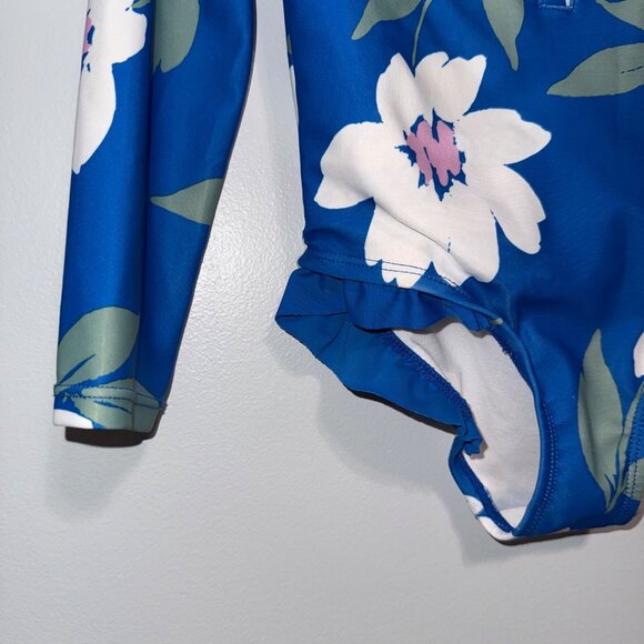 Carters 4T/4A Floral Long Sleeve Swimsuit With Ruffle Trim - Picture 2 of 7